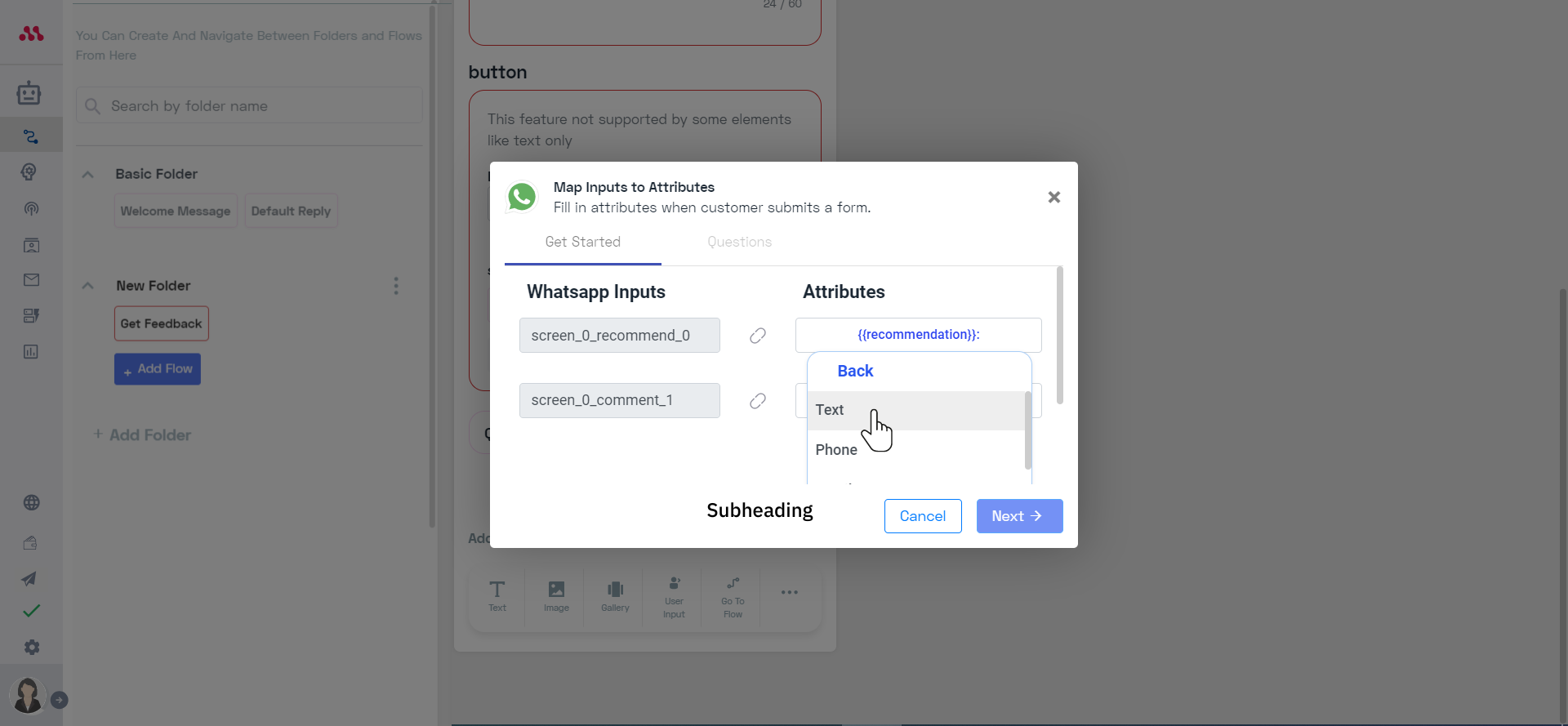 Choose the attribute type, such as Text _MO.png